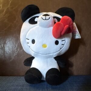 Sanrio Hello Kitty Panda Jungle Plush Stuffed Animal Red Bow Kawaii Toy